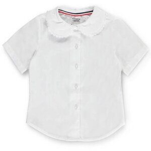 French Toast SE9322 Girls Lace Trim Button Down Shirt White